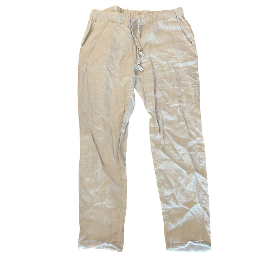 Saks Fifth Avenue Women's 100% Linen Tapered Beachy Pants Size Medium